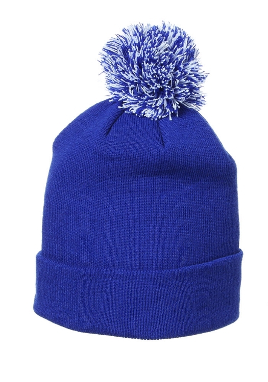 Zephyr Saint Louis Billikens Blue Cuff Pom Mens Knit Hat side view