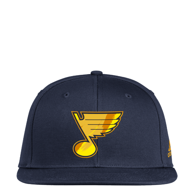 Picture of Adidas St Louis Blues Navy Blue Yellow Camo Flat Brim Mens Snapback Hat