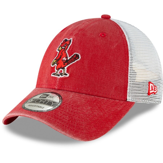 Men's St. Louis Cardinals New Era Red 1950 Cooperstown Collection Trucker 9FORTY Adjustable Snapback Hat