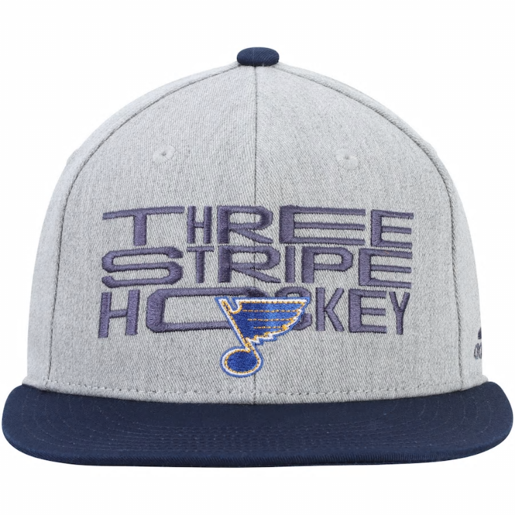 Adidas St Louis Blues Triple Stripe Hockey Flat Brim Mens Snapback Hat side view