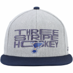 adidas St. Louis Blues Gray/Navy Three Stripe Hockey Adjustable Hat