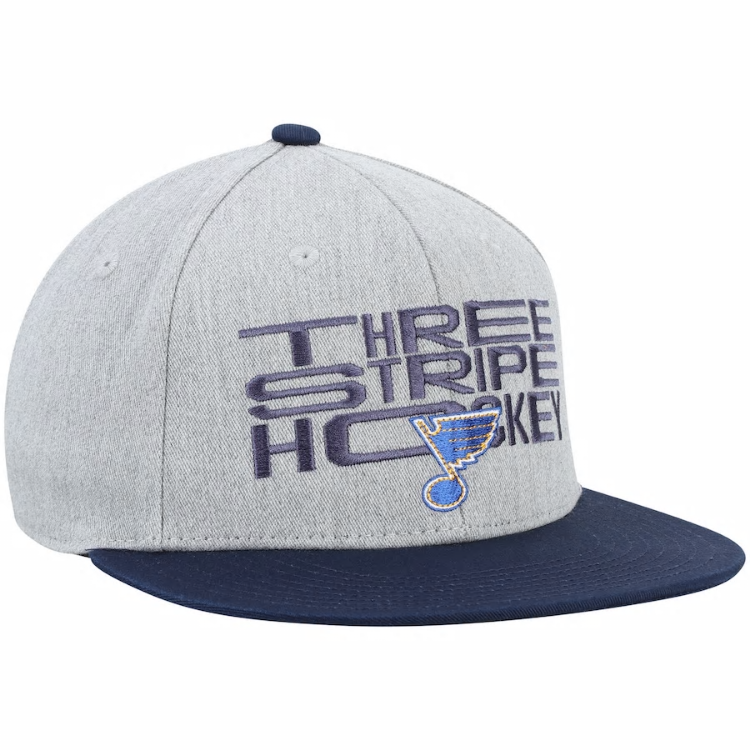 Adidas St Louis Blues Triple Stripe Hockey Flat Brim Mens Snapback Hat back view