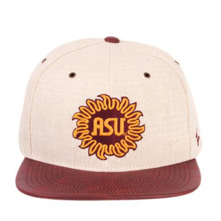 Arizona State Sun Devils Zephyr "Havana" Structured Snapback Flat Bill Hat Cap detail view