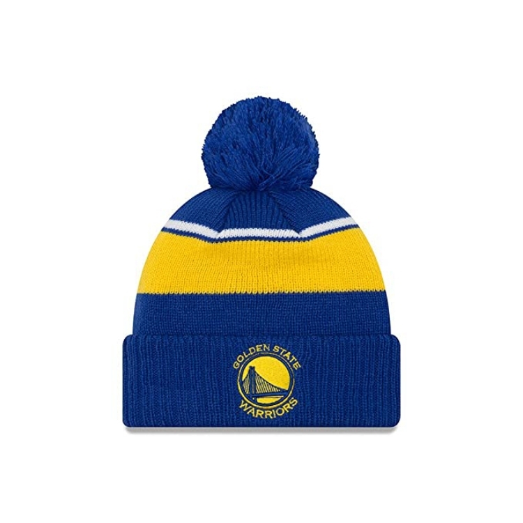 New Era Golden State Warriors Call Out Cuff Pom Knit Beanie Hat/Cap front view