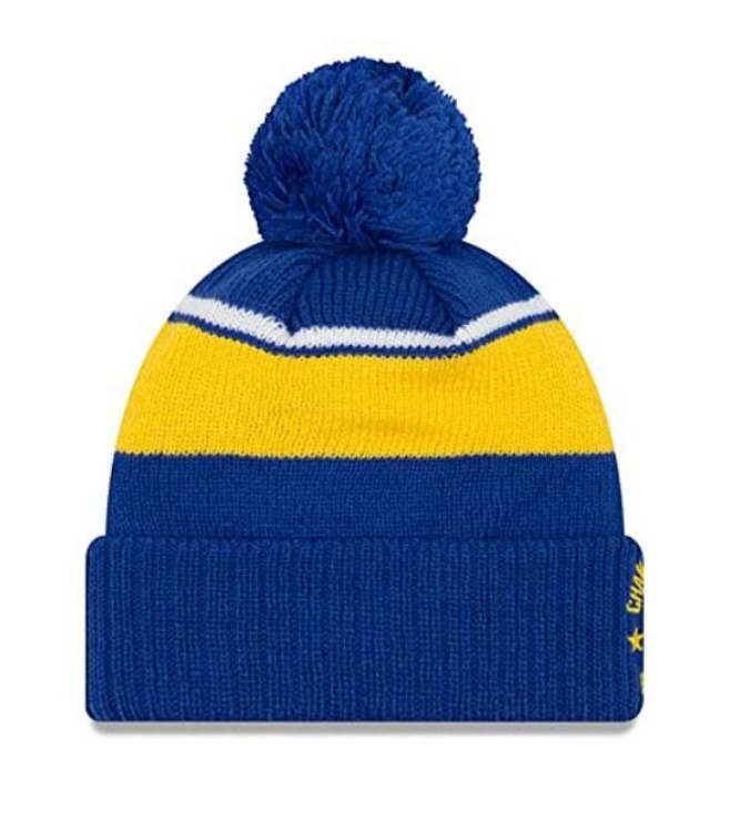 New Era Golden State Warriors Call Out Cuff Pom Knit Beanie Hat/Cap back view