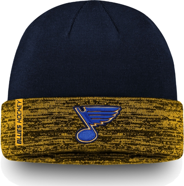 NHL Men's St. Louis Blues Authentic Pro Rinkside Goalie Navy Cuffed Knit Beanie