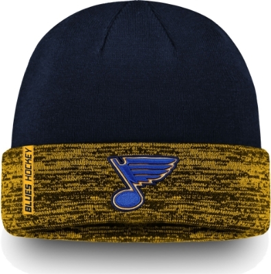 NHL Men's St. Louis Blues Authentic Pro Rinkside Goalie Navy Cuffed Knit Beanie front view