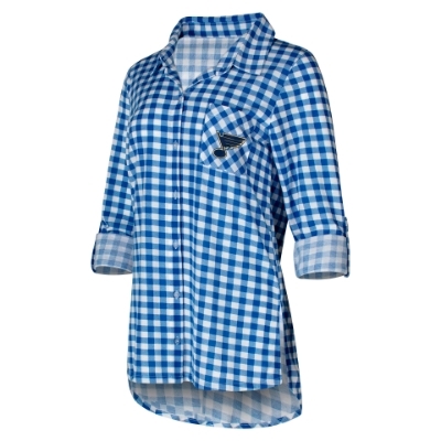 St. Louis Blues Concepts Sport Women's Piedmont Flannel Long Sleeve Button-Up Shirt - Royal/White front view
