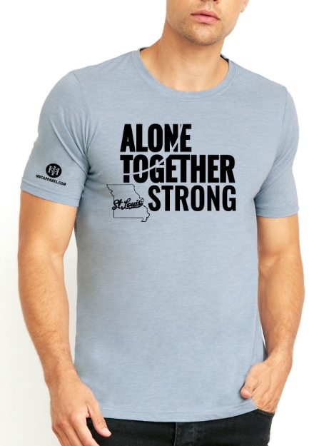 St. Louis Alone Together Stay Strong Next Level Tee Stonewash Denim Tee