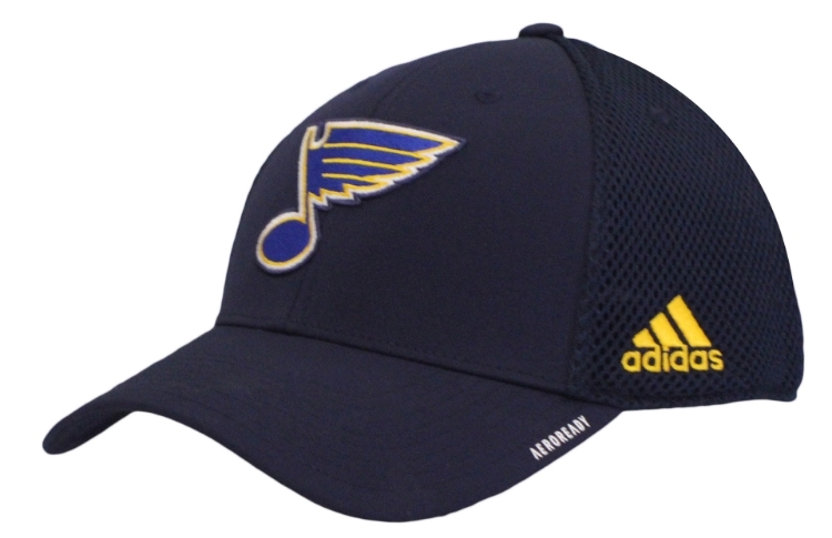 Adidas St. Louis Blues Coach STR Navy Adjustable Hat front view