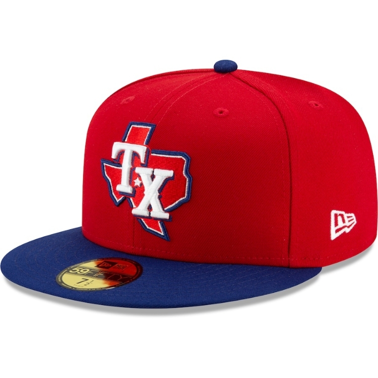 Men's Texas Rangers New Era Red/Royal 2020 Alternate 3 Authentic Collection On Field 59FIFTY Fitted Hat front view