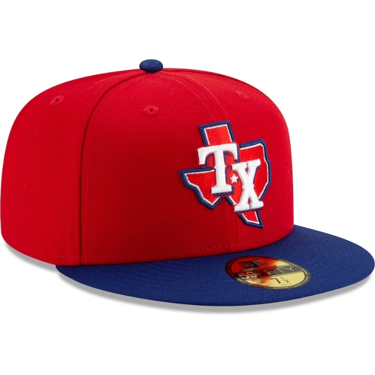 Men's Texas Rangers New Era Red/Royal 2020 Alternate 3 Authentic Collection On Field 59FIFTY Fitted Hat back view
