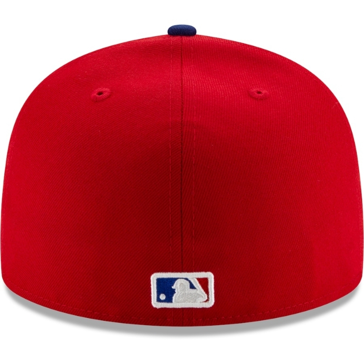 Men's Texas Rangers New Era Red/Royal 2020 Alternate 3 Authentic Collection On Field 59FIFTY Fitted Hat detail view