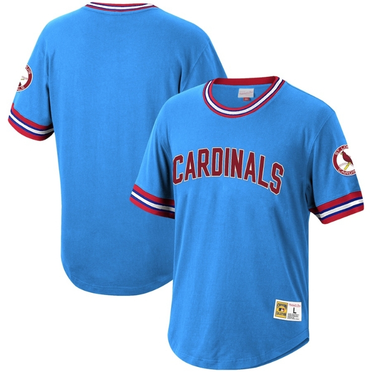 St. Louis Cardinals Mitchell & Ness Cooperstown Collection Wild Pitch Jersey T-Shirt - Light Blue front view