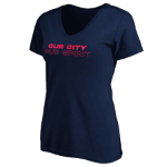 Women's St. Louis City SC Fanatics Branded Navy Our City Our Spirit V-Neck T-Shirt