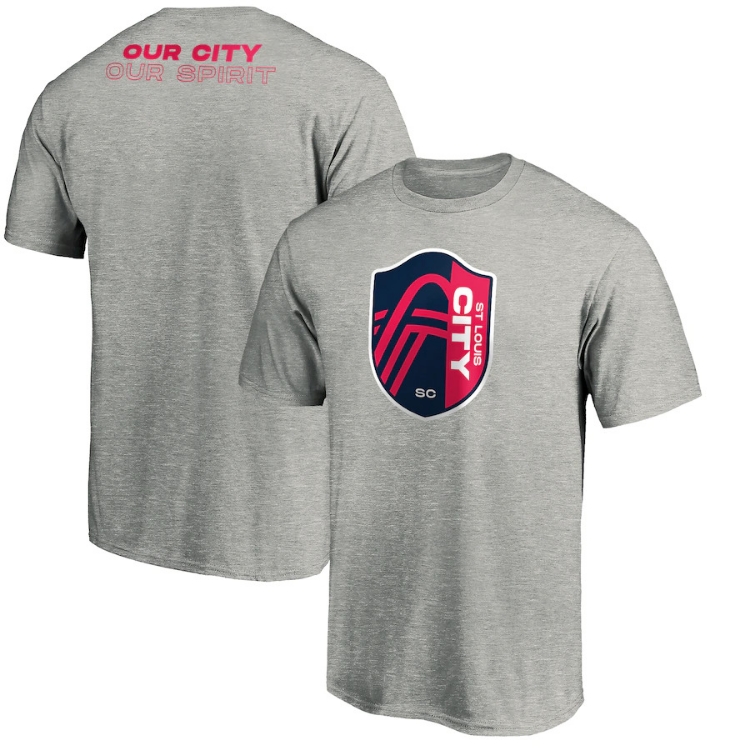 Men's St. Louis City SC Fanatics Branded Heather Gray Our City T-Shirt back view