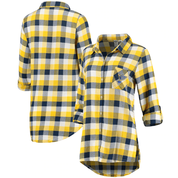 Women's St. Louis Blues Concepts Sport Navy/Gold Breakout Plaid Nightshirt