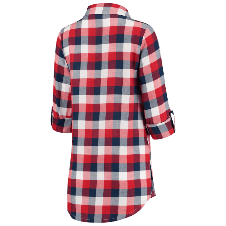Women's St. Louis Cardinals Concepts Sport Red/Navy Breakout Flannel Long Sleeve Nightshirt back view