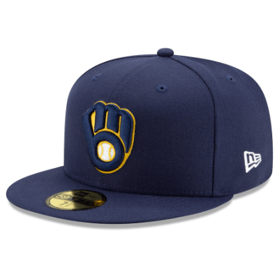 Men's Milwaukee Brewers New Era Navy Home 2020 Authentic Collection On-Field 59FIFTY Fitted Hat front view