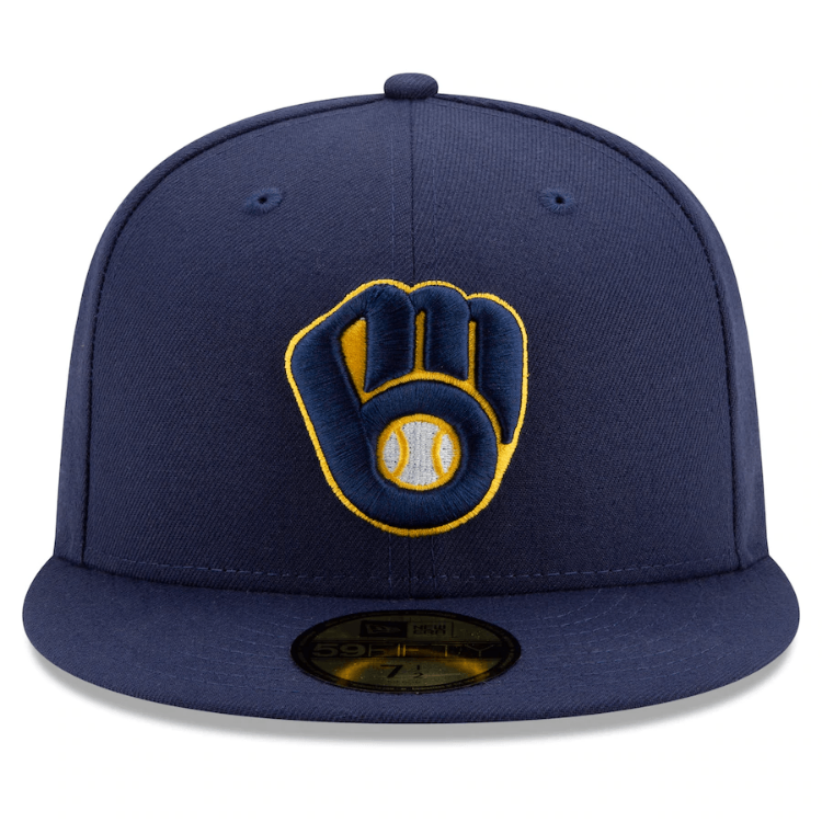 Men's Milwaukee Brewers New Era Navy Home 2020 Authentic Collection On-Field 59FIFTY Fitted Hat side view