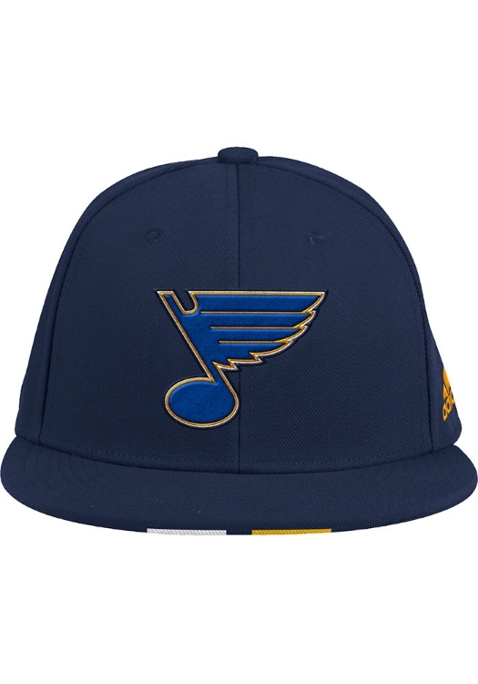 Adidas St Louis Blues Mens Navy Blue Baseball Fitted Hat front view