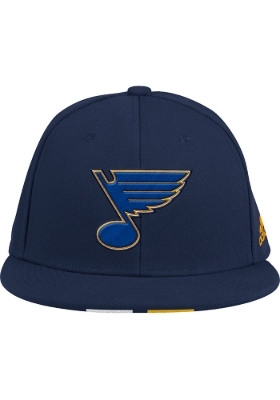 Adidas St Louis Blues Mens Navy Blue Baseball Fitted Hat front view