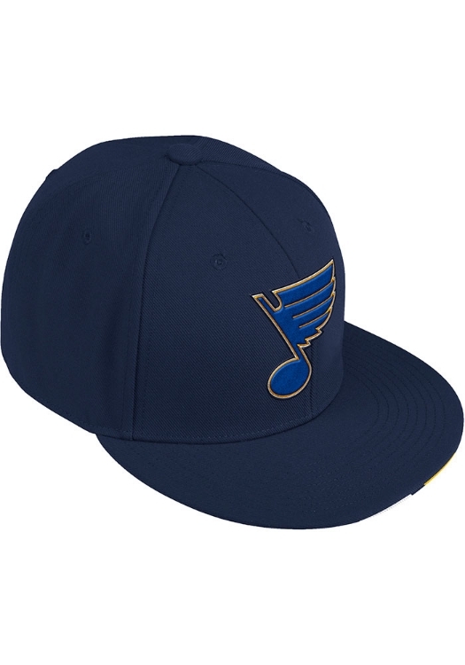 Adidas St Louis Blues Mens Navy Blue Baseball Fitted Hat side view