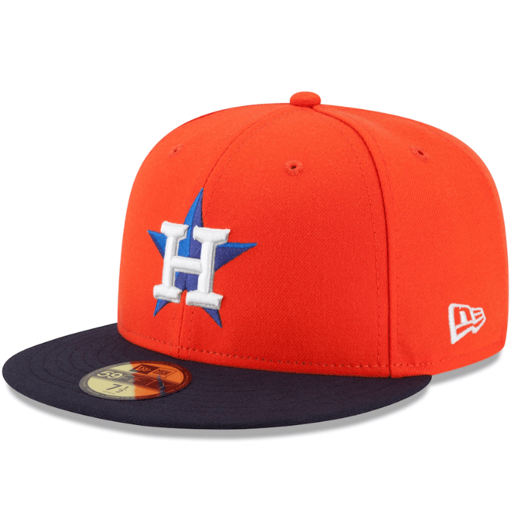 Houston Astros New Era Alternate Authentic Collection On-Field 59FIFTY Fitted Hat - Orange/Navy front view