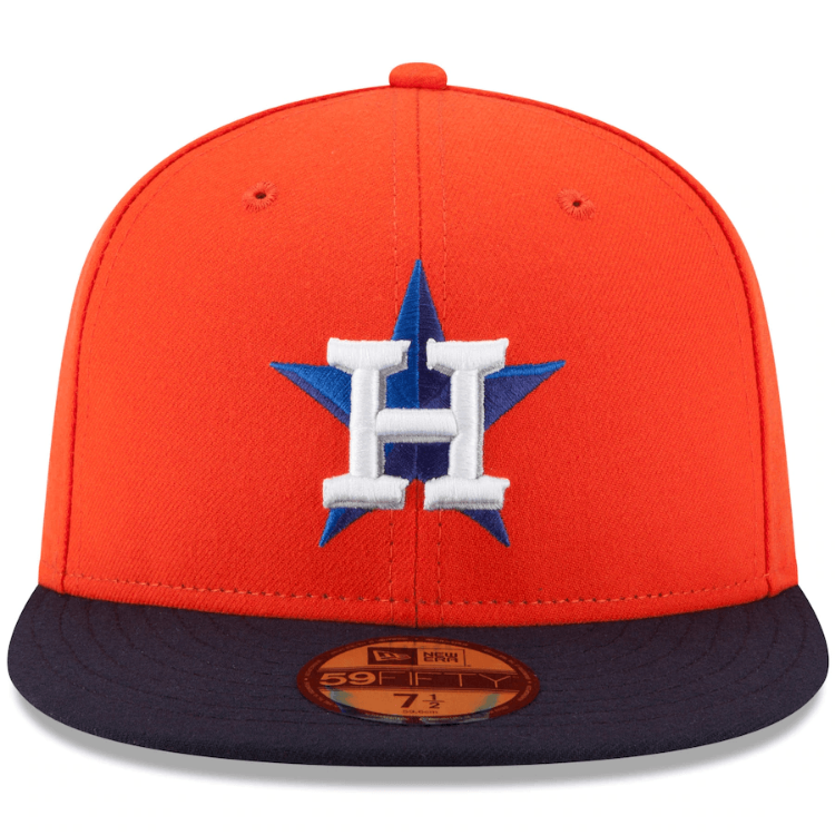Houston Astros New Era Alternate Authentic Collection On-Field 59FIFTY Fitted Hat - Orange/Navy side view