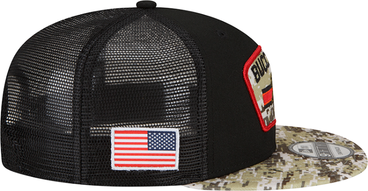 Men's Tampa Bay Buccaneers New Era Black/Camo 2021 Salute To Service 9Fifty Snapback image 7
