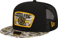 Men's Pittsburgh Steelers New Era Black/Camo 2021 Salute To Service Trucker 9FIFTY Snapback Adjustable Hat