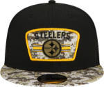 Men's Pittsburgh Steelers New Era Black/Camo 2021 Salute To Service Trucker 9FIFTY Snapback Adjustable Hat