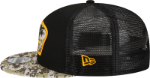 Men's Pittsburgh Steelers New Era Black/Camo 2021 Salute To Service Trucker 9FIFTY Snapback Adjustable Hat