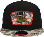 Men's Kansas City Chiefs New Era Black/Camo 2021 Salute To Service Trucker 9FIFTY Snapback Adjustable Hat