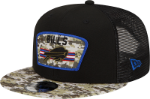 Men's Buffalo Bills New Era Black/Camo 2021 Salute To Service Trucker 9FIFTY Snapback Adjustable Hat