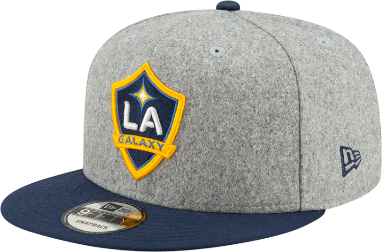 LA Galaxy New Era Melton 9FIFTY Snapback Adjustable Hat - Heather Grey front view