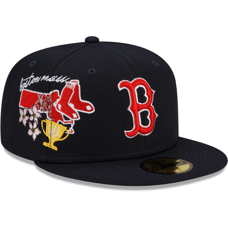 Men's Boston Red Sox New Era Navy City Cluster 59FIFTY Fitted Hat front view