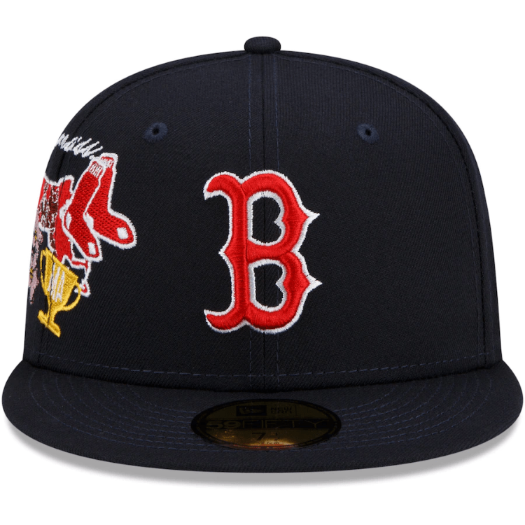 Men's Boston Red Sox New Era Navy City Cluster 59FIFTY Fitted Hat side view
