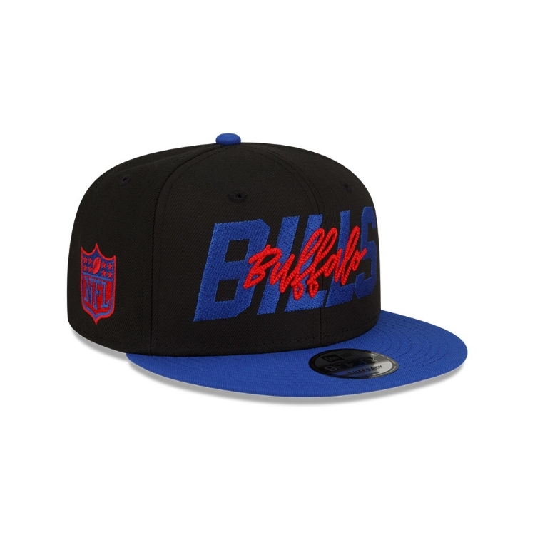 Buffalo Bills New Era Black/Royal 2022 NFL Draft 9FIFTY Snapback Hat front view