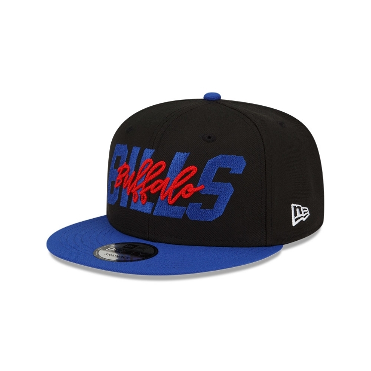 Buffalo Bills New Era Black/Royal 2022 NFL Draft 9FIFTY Snapback Hat side view