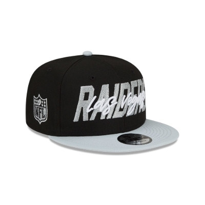 Men's Las Vegas Raiders New Era Black/Gray 2022 NFL Draft 9FIFTY Snapback Adjustable Hat front view