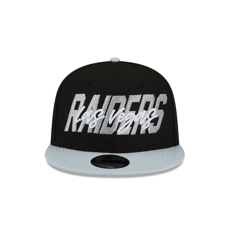 Men's Las Vegas Raiders New Era Black/Gray 2022 NFL Draft 9FIFTY Snapback Adjustable Hat side view