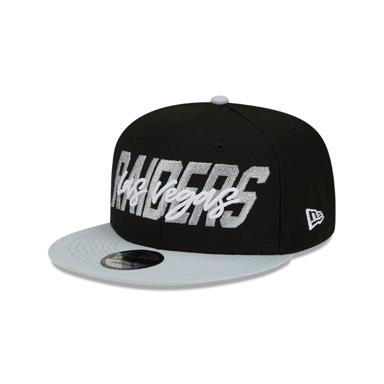 Men's Las Vegas Raiders New Era Black/Gray 2022 NFL Draft 9FIFTY Snapback Adjustable Hat detail view