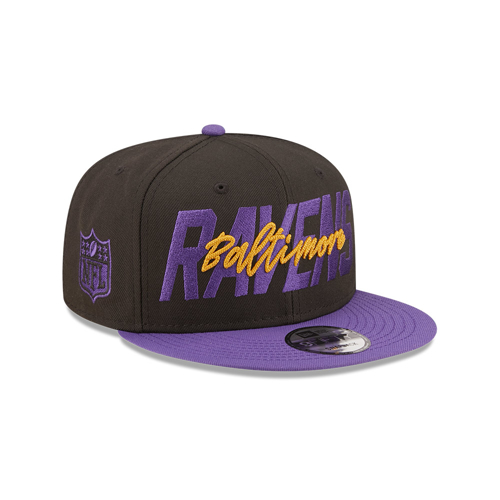 Men's Baltimore Ravens New Era Black/Purple 2022 NFL Draft 9FIFTY Snapback Adjustable Hat