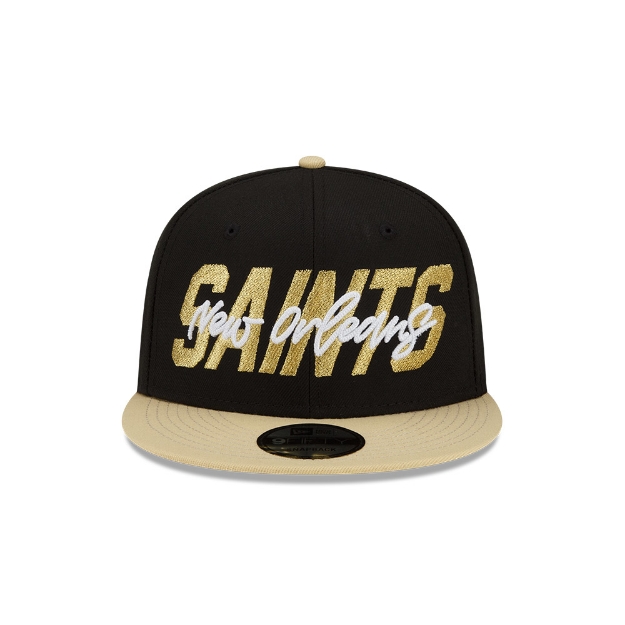 Men's New Orleans Saints New Era Black/Gold 2022 NFL Draft 9FIFTY Snapback Adjustable Hat