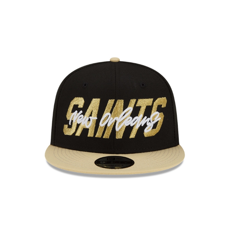 Men's New Orleans Saints New Era Black/Gold 2022 NFL Draft 9FIFTY Snapback Adjustable Hat