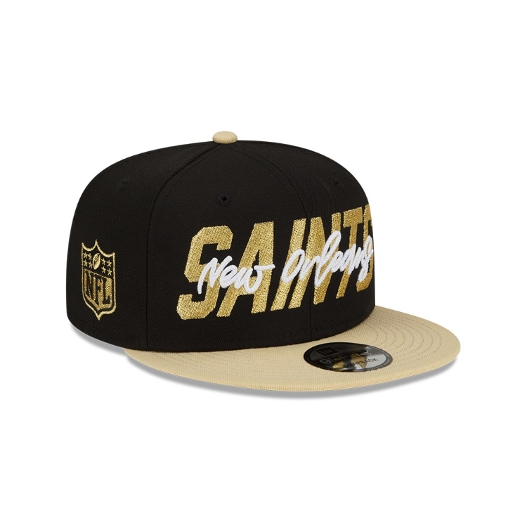 Men's New Orleans Saints New Era Black/Gold 2022 NFL Draft 9FIFTY Snapback Adjustable Hat back view