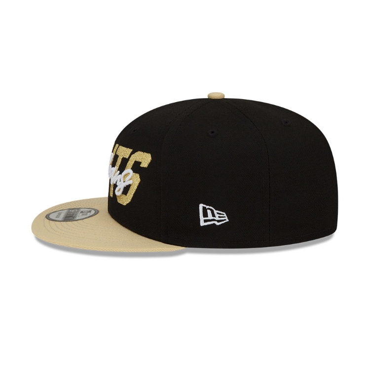 Men's New Orleans Saints New Era Black/Gold 2022 NFL Draft 9FIFTY Snapback Adjustable Hat detail view