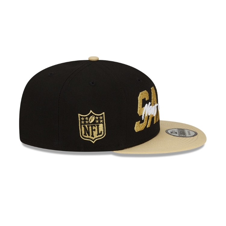 Men's New Orleans Saints New Era Black/Gold 2022 NFL Draft 9FIFTY Snapback Adjustable Hat image 5