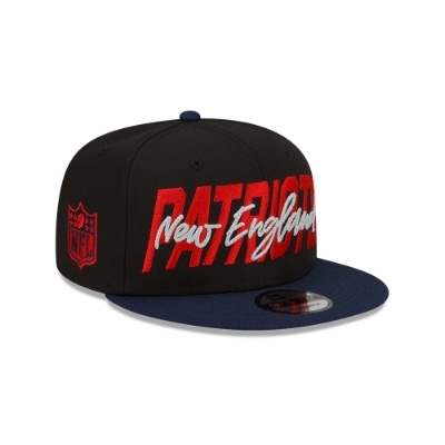Men's New England Patriots New Era Black/Navy 2022 NFL Draft 9FIFTY Snapback Adjustable Hat front view